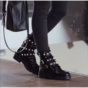 Zara Combat Boots with Pearls